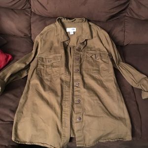 Army green button down